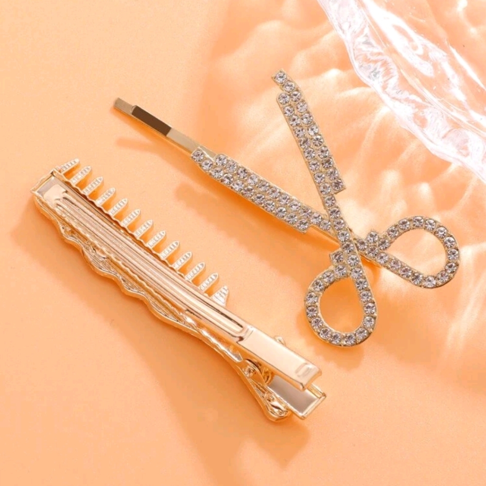 🍉3/$20 Rhinestone Scissors & Comb Hair Clips - Picture 2 of 3